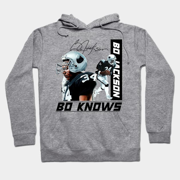 Bo Jackson Bo Knows Signature Vintage Legend Baseball Football Bootleg Rap Graphic Style Hoodie by Koch Sean